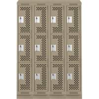Casiers Clean Line, 3 niveaux, Bloc de 4, 48" x 18" x 82", Acier, Beige, Rivet (assembl&eacute;), Perfor&eacute; Sécurité Médic