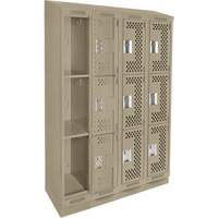 Casiers Clean Line, 3 niveaux, Bloc de 4, 48" x 18" x 82", Acier, Beige, Rivet (assembl&eacute;), Perfor&eacute; Sécurité Médic