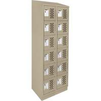 Assembled Lockerettes Clean Line Perforated Economy Lockers, 6 -tier, Bank of 2, 18" x 72" x 12", Steel Sécurité Médic
