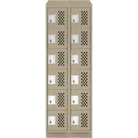 Assembled Lockerettes Clean Line Perforated Economy Lockers, 6 -tier, Bank of 2, 18" x 72" x 12", Steel Sécurité Médic