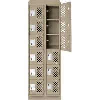 Assembled Lockerettes Clean Line Perforated Economy Lockers, 6 -tier, Bank of 2, 18" x 72" x 12", Steel Sécurité Médic