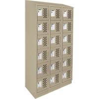 Assembled Lockerettes Clean Line Perforated Economy Lockers, 6 -tier, Bank of 3, 18" x 72" x 12", Steel Sécurité Médic