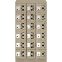 Assembled Lockerettes Clean Line Perforated Economy Lockers, 6 -tier, Bank of 3, 18" x 72" x 12", Steel Sécurité Médic