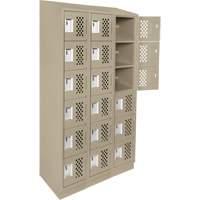 Assembled Lockerettes Clean Line Perforated Economy Lockers, 6 -tier, Bank of 3, 18" x 72" x 12", Steel Sécurité Médic
