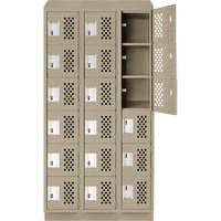 Assembled Lockerettes Clean Line Perforated Economy Lockers, 6 -tier, Bank of 3, 18" x 72" x 12", Steel Sécurité Médic