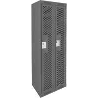 Clean Line Lockers, Bank of 2, 24" x 15" x 72", Steel, Charcoal, Rivet (Assembled), Perforated Sécurité Médic