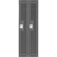 Clean Line Lockers, Bank of 2, 24" x 15" x 72", Steel, Charcoal, Rivet (Assembled), Perforated Sécurité Médic