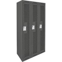 Clean Line Lockers, Bank of 3, 36" x 12" x 72", Steel, Charcoal, Rivet (Assembled), Perforated Sécurité Médic