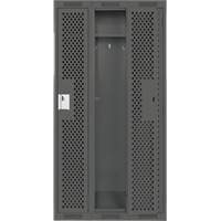 Clean Line Lockers, Bank of 3, 36" x 12" x 72", Steel, Charcoal, Rivet (Assembled), Perforated Sécurité Médic