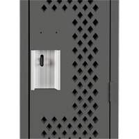 Clean Line Lockers, Bank of 2, 24" x 15" x 72", Steel, Charcoal, Rivet (Assembled), Perforated Sécurité Médic