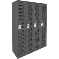Clean Line Lockers, Bank of 4, 48" x 15" x 72", Steel, Charcoal, Rivet (Assembled), Perforated Sécurité Médic