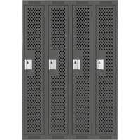 Clean Line Lockers, Bank of 4, 48" x 15" x 72", Steel, Charcoal, Rivet (Assembled), Perforated Sécurité Médic