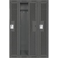 Clean Line Lockers, Bank of 4, 48" x 15" x 72", Steel, Charcoal, Rivet (Assembled), Perforated Sécurité Médic