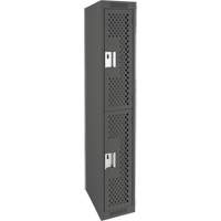 Clean Line Lockers, 2 -tier, 12" x 12" x 72", Steel, Charcoal, Rivet (Assembled), Perforated Sécurité Médic