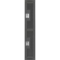 Clean Line Lockers, 2 -tier, 12" x 12" x 72", Steel, Charcoal, Rivet (Assembled), Perforated Sécurité Médic