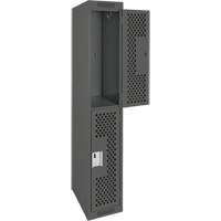 Clean Line Lockers, 2 -tier, 12" x 12" x 72", Steel, Charcoal, Rivet (Assembled), Perforated Sécurité Médic