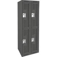 Clean Line Lockers, 2 -tier, Bank of 2, 24" x 12" x 72", Steel, Charcoal, Rivet (Assembled), Perforated Sécurité Médic