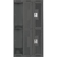 Clean Line Lockers, 2 -tier, Bank of 3, 36" x 12" x 72", Steel, Charcoal, Rivet (Assembled), Perforated Sécurité Médic