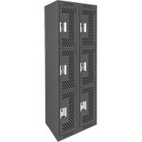 Casiers Clean Line, 3 niveaux, Bloc de 2, 24" x 12" x 72", Acier, Charbon, Rivet (assembl&eacute;), Perfor&eacute; Sécurité Médic