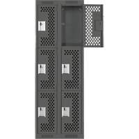 Casiers Clean Line, 3 niveaux, Bloc de 2, 24" x 12" x 72", Acier, Charbon, Rivet (assembl&eacute;), Perfor&eacute; Sécurité Médic