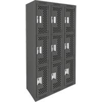 Casiers Clean Line, 3 niveaux, Bloc de 3, 36" x 12" x 72", Acier, Charbon, Rivet (assembl&eacute;), Perfor&eacute; Sécurité Médic