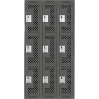 Casiers Clean Line, 3 niveaux, Bloc de 3, 36" x 12" x 72", Acier, Charbon, Rivet (assembl&eacute;), Perfor&eacute; Sécurité Médic
