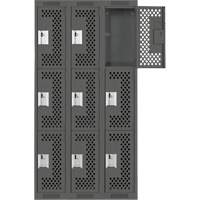 Casiers Clean Line, 3 niveaux, Bloc de 3, 36" x 12" x 72", Acier, Charbon, Rivet (assembl&eacute;), Perfor&eacute; Sécurité Médic