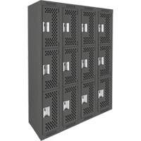 Casiers Clean Line, 3 niveaux, Bloc de 4, 48" x 12" x 72", Acier, Charbon, Rivet (assembl&eacute;), Perfor&eacute; Sécurité Médic