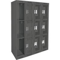 Casiers Clean Line, 3 niveaux, Bloc de 4, 48" x 12" x 72", Acier, Charbon, Rivet (assembl&eacute;), Perfor&eacute; Sécurité Médic