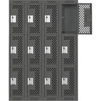 Casiers Clean Line, 3 niveaux, Bloc de 4, 48" x 12" x 72", Acier, Charbon, Rivet (assembl&eacute;), Perfor&eacute; Sécurité Médic