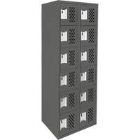 Petit casier perfor&eacute; Clean-Line, 6 niveaux, Bloc de 2, 15" x 72" x 12", Acier Sécurité Médic