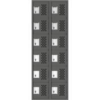 Petit casier perfor&eacute; Clean-Line, 6 niveaux, Bloc de 2, 15" x 72" x 12", Acier Sécurité Médic