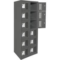 Petit casier perfor&eacute; Clean-Line, 6 niveaux, Bloc de 2, 15" x 72" x 12", Acier Sécurité Médic