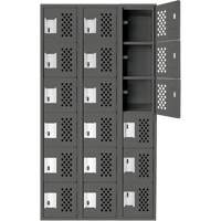 Petit casier perfor&eacute; Clean-Line, 6 niveaux, Bloc de 3, 15" x 72" x 12", Acier Sécurité Médic