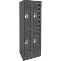 Casiers Clean Line, 2 niveaux, Bloc de 2, 24" x 15" x 76", Acier, Charbon, Rivet (assembl&eacute;), Perfor&eacute; Sécurité Médic