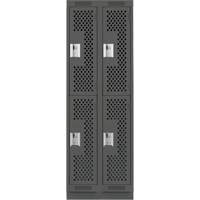 Casiers Clean Line, 2 niveaux, Bloc de 2, 24" x 15" x 76", Acier, Charbon, Rivet (assembl&eacute;), Perfor&eacute; Sécurité Médic