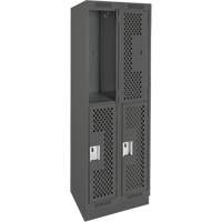 Casiers Clean Line, 2 niveaux, Bloc de 2, 24" x 15" x 76", Acier, Charbon, Rivet (assembl&eacute;), Perfor&eacute; Sécurité Médic