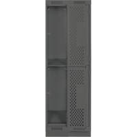 Casiers Clean Line, 2 niveaux, Bloc de 2, 24" x 15" x 76", Acier, Charbon, Rivet (assembl&eacute;), Perfor&eacute; Sécurité Médic