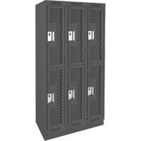 Casiers Clean Line, 2 niveaux, Bloc de 3, 36" x 18" x 76", Acier, Charbon, Rivet (assembl&eacute;), Perfor&eacute; Sécurité Médic