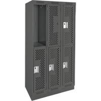 Casiers Clean Line, 2 niveaux, Bloc de 3, 36" x 18" x 76", Acier, Charbon, Rivet (assembl&eacute;), Perfor&eacute; Sécurité Médic