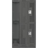 Casiers Clean Line, 2 niveaux, Bloc de 3, 36" x 18" x 76", Acier, Charbon, Rivet (assembl&eacute;), Perfor&eacute; Sécurité Médic