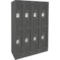 Casiers Clean Line, 2 niveaux, Bloc de 4, 48" x 15" x 76", Acier, Charbon, Rivet (assembl&eacute;), Perfor&eacute; Sécurité Médic