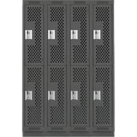 Casiers Clean Line, 2 niveaux, Bloc de 4, 48" x 15" x 76", Acier, Charbon, Rivet (assembl&eacute;), Perfor&eacute; Sécurité Médic