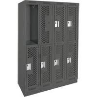 Casiers Clean Line, 2 niveaux, Bloc de 4, 48" x 15" x 76", Acier, Charbon, Rivet (assembl&eacute;), Perfor&eacute; Sécurité Médic