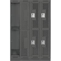 Casiers Clean Line, 2 niveaux, Bloc de 4, 48" x 15" x 76", Acier, Charbon, Rivet (assembl&eacute;), Perfor&eacute; Sécurité Médic