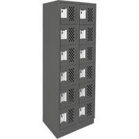 Clean-Line Perforated Lockerette, 6 -tier, Bank of 2, 12" x 72" x 12", Steel Sécurité Médic