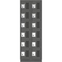 Clean-Line Perforated Lockerette, 6 -tier, Bank of 2, 12" x 72" x 12", Steel Sécurité Médic