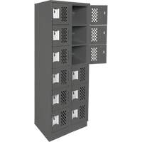 Clean-Line Perforated Lockerette, 6 -tier, Bank of 2, 12" x 72" x 12", Steel Sécurité Médic