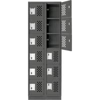 Clean-Line Perforated Lockerette, 6 -tier, Bank of 2, 12" x 72" x 12", Steel Sécurité Médic