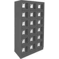 Clean-Line Perforated Lockerette, 6 -tier, Bank of 3, 12" x 72" x 12", Steel Sécurité Médic